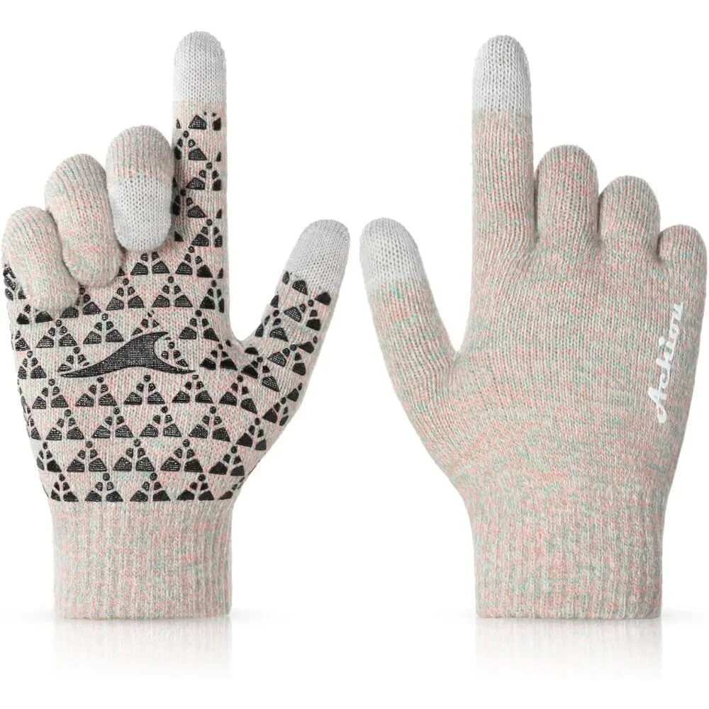 Women's Plum Pink Upgraded Touch Screen Thermal Soft Knit Lining Winter Gloves